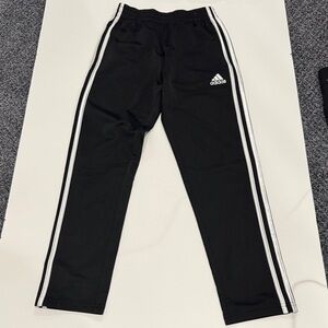 Adidas Kids Black Joggers with White Stripes